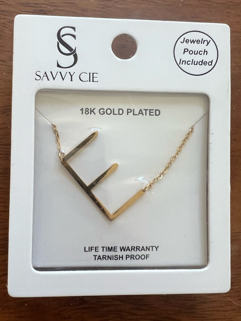 Savvy Cie 18K Gold Plated “E” Initial Pendant Necklace - Gold